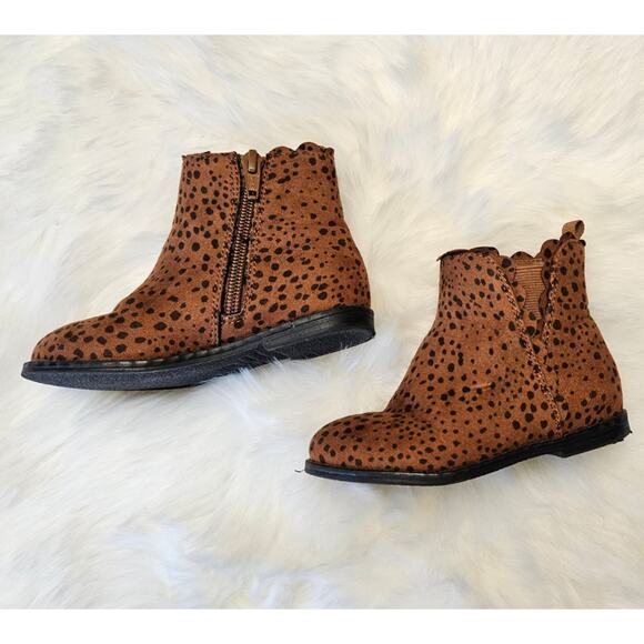 Gap Kids Brown Animal Print Speckle Ankle Booties sz 7 - Picture 4 of 7